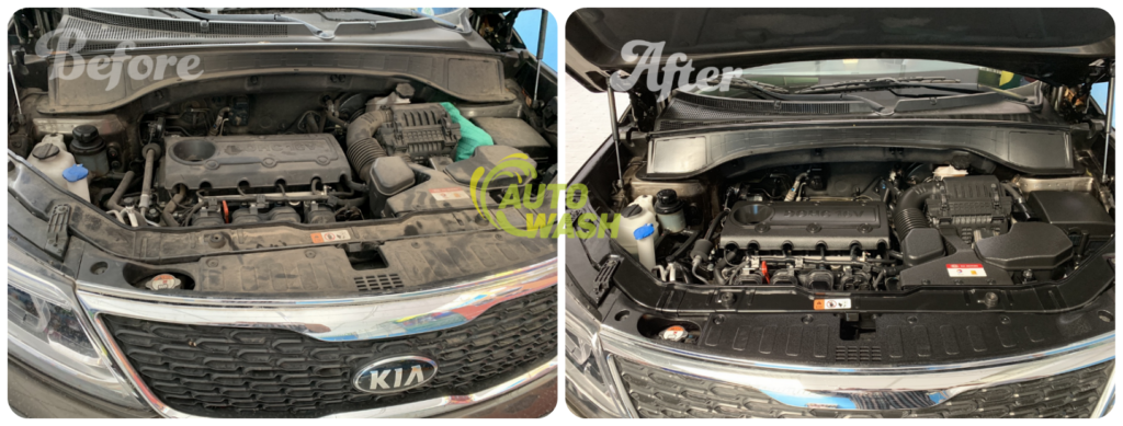 Vệ Sinh Khoang Máy Ô Tô 12 Hình ảnh thực tế trước và sau khi vệ sinh khoang máy xe tại AutoWash