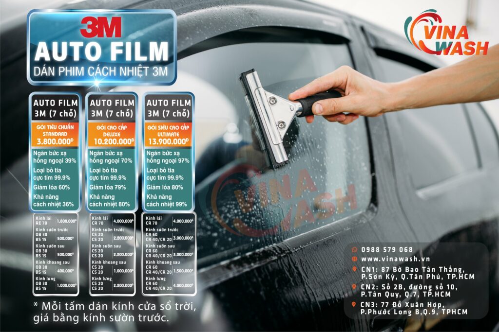 Bảng Giá Dán Phim Cách Nhiệt 3M Chính Hãng Tại TPHCM 4 bảng giá dán film cách nhiệt 3m cho xe 7 chỗ